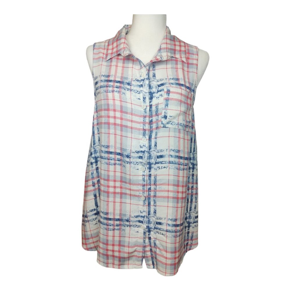 Soieblu High-Low button up Top with Collar Size Large